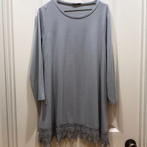 Swing tunic with lace hem